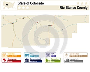 Map of Rio Blanco County in Colorado USA photo