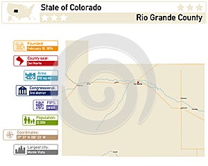 Map of Rio Grande County in Colorado USA photo
