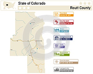 Map of Routt County in Colorado USA photo