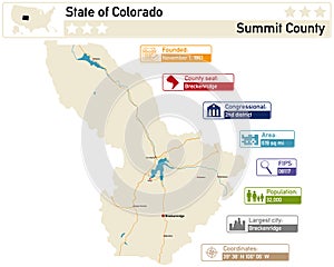 Map of Summit County in Colorado USA photo