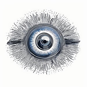 Detailed Ink Illustration Of An Imaginary Blue Eye photo