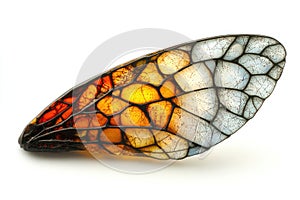 Detailed Cicada Wing on White Background