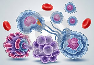 With detailed internal structures like nuclei and cytoplasm,