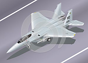 Detailed Isometric Vector Illustration of an F-15 Eagle Jet Fighter on the Ground