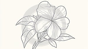 Petal Flower Drawing Outline - Simple Botanical Art Nature Vector Sketch