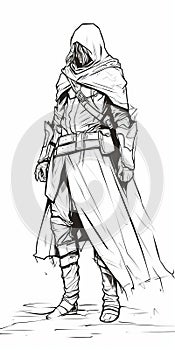 Detailed Line Work Commission: Knightcore Magic Player In Coat photo