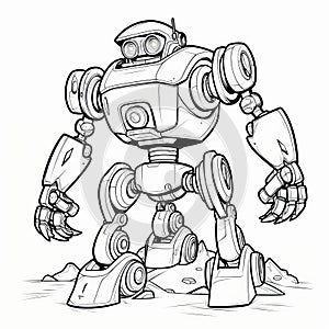 Detailed Line Work Exploration Robot Coloring Page