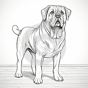 Detailed Line-work Vector Illustration Of Mastiff With Bobbed Tail