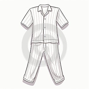 Detailed Line Work White Striped Pyjama Set Illustration photo