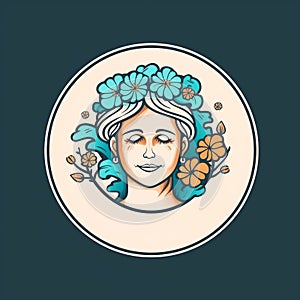 Detailed Logo Illustration In Art Nouveau Style With Floral Accents And Gender-bending Iconography