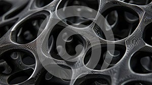 A detailed look at the intricate mesh pattern of the aerographite highlighting the countless interconnected pores that