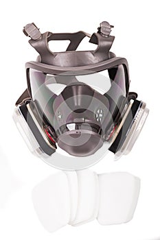 Safety gear showcased with mask and filter components for effective protection in various environments photo