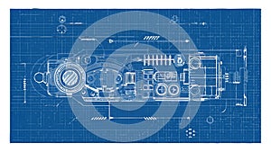 Detailed Machine Blueprint Vector - Engineering Design Plan, vector design Generative AI
