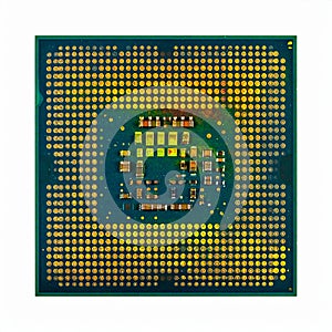 Golden Contacts of a CPU Processor on White