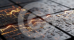 Circuit Board Technology Futuristic Data Flow and Processing
