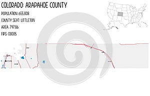 Detailed map of Arapahoe County in Colorado, USA