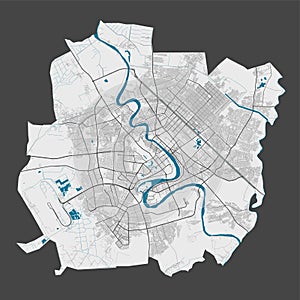 Detailed map of Baghdad city, Cityscape. Royalty free vector illustration photo