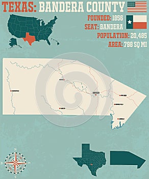 Map of Bandera county in Texas photo