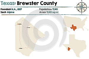 Map of Brewster county in Texas photo