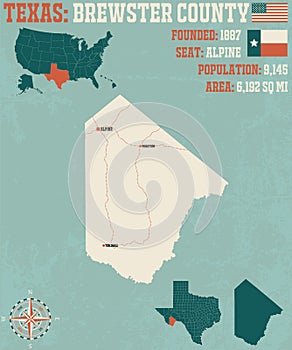Map of Brewster county in Texas