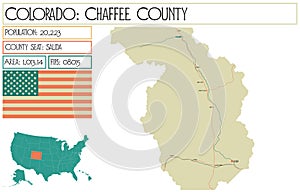 Detailed map of Chaffee County in Colorado USA