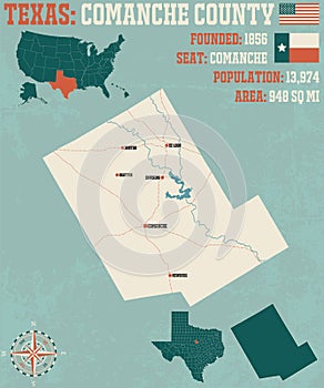 Map of Comanche county in Texas