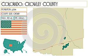 Detailed map of Crowley County in Colorado USA