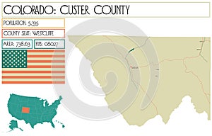 Detailed map of Custer County in Colorado USA