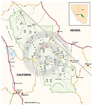 Detailed map of Death Valley National Park, California, Nevada, United States