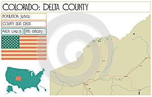 Detailed map of Delta County in Colorado USA