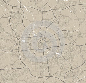 Detailed map of Dortmund city, linear print map. Cityscape panorama