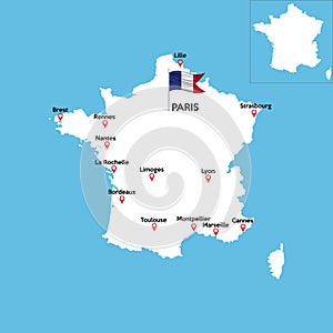 A detailed map of France