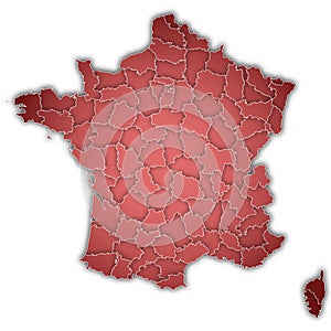 The detailed map of the France with regions or states