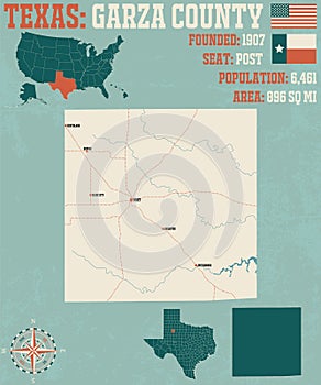 Map of Garza county in Texas photo