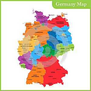 The detailed map of the Germany with regions or states and cities, capitals