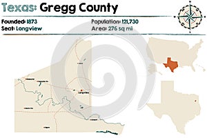 Map of Gregg county in Texas
