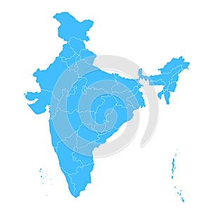 Detailed map of India, Asia with all states and country boundary