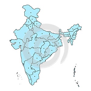 Detailed map of India, Asia with all states and country boundary