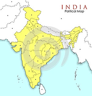 Detailed map of India, Asia with all states and country boundary