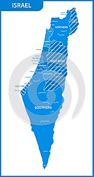 The detailed map of the Israel with regions or states and cities, capitals