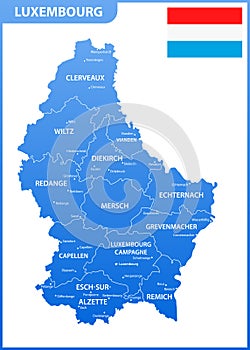 The detailed map of the Luxembourg with regions or states and cities, capitals. Administrative division