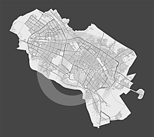 Detailed map of Mashhad city, Cityscape. Royalty free vector illustration photo