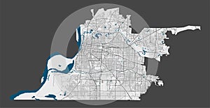 Detailed map of Memphis city, Cityscape. Royalty free vector illustration
