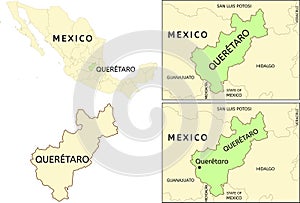 QuerÃ©taro (Queretaro) state location on map of Mexico photo