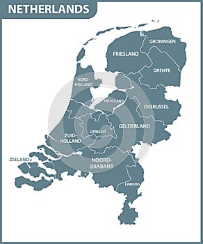 The detailed map of Netherlands with regions. Administrative division.