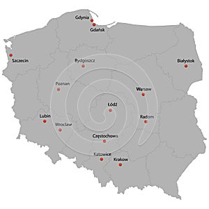Detailed map of the Poland
