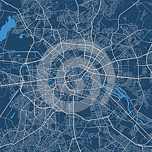 Detailed map poster of Berlin city, linear print map. Cityscape urban panorama