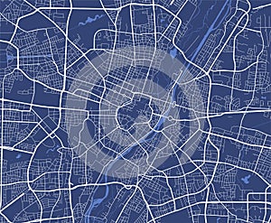 Detailed map poster of Munich city, linear print map. Cityscape urban panorama