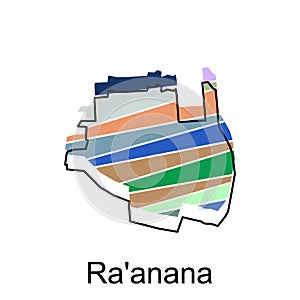 Detailed map of Ra anana city administrative area. vector illustration design template. Cityscape photo