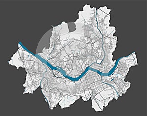 Detailed map of Seoul city, Cityscape. Royalty free vector illustration